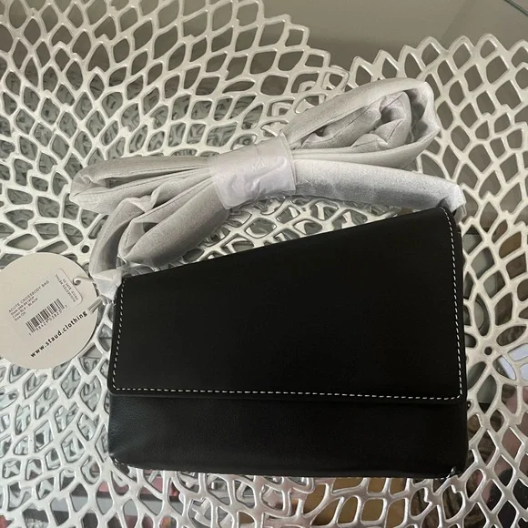 Staud Acute Black Leather Small Convertible Crossbody/ Clutch/ Shoulder Bag NWT